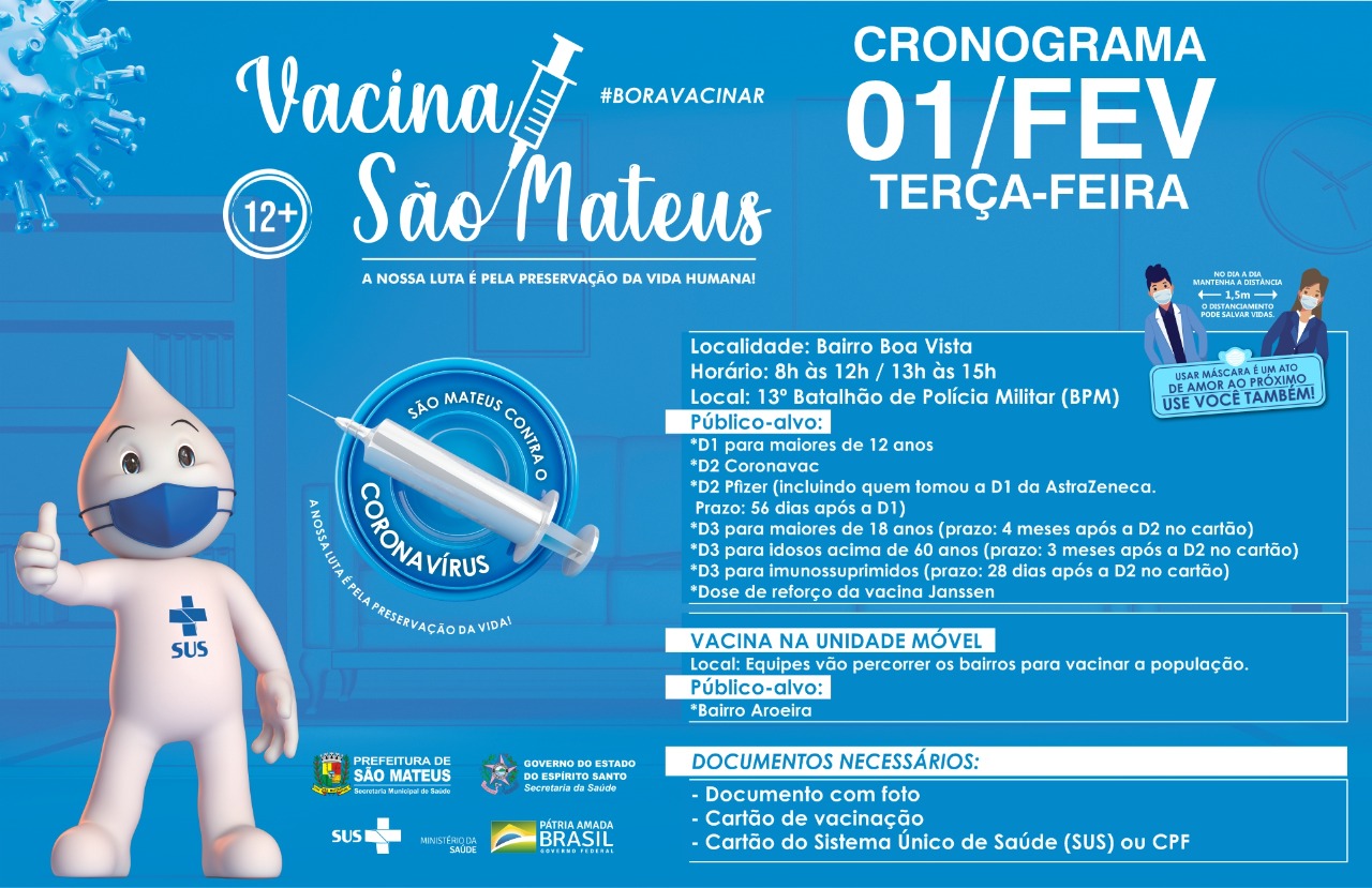NESTA TERÇA-FEIRA (01) VACINAÇÃO CONTRA GRIPE E COVID SEGUE NOS BAIRROS BOA VISTA E AROEIRA