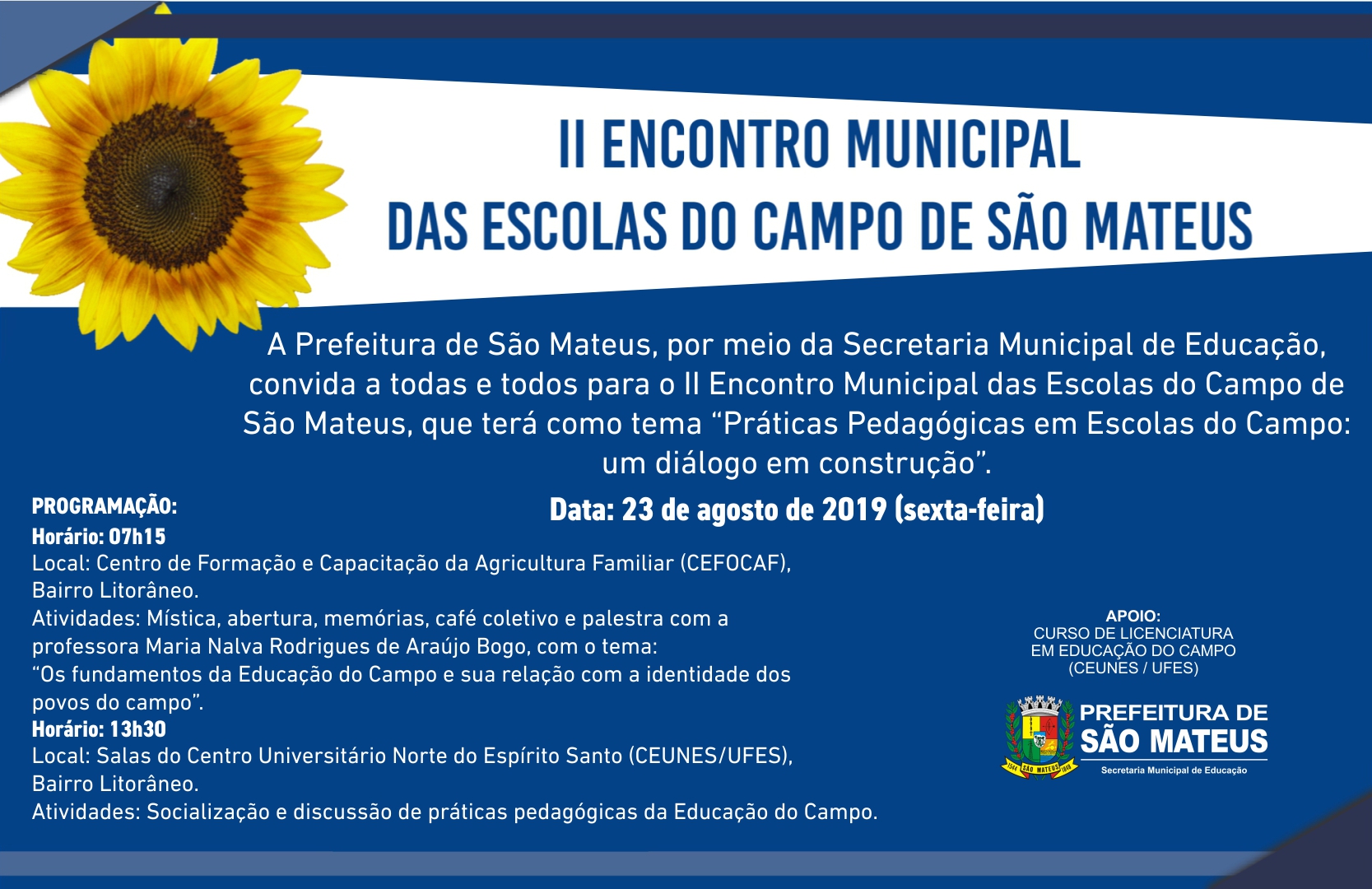 II ENCONTRO MUNICIPAL DAS ESCOLAS DO CAMPO DE SÃO MATEUS
