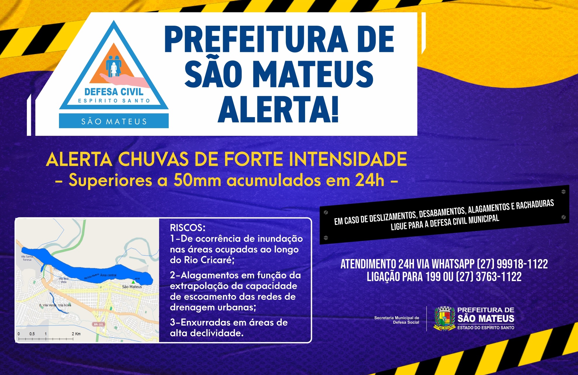 PREFEITURA DE SÃO MATEUS DE PLANTÃO PARA AÇÕES EMERGENCIAIS EM DECORRÊNCIA DAS CHUVAS