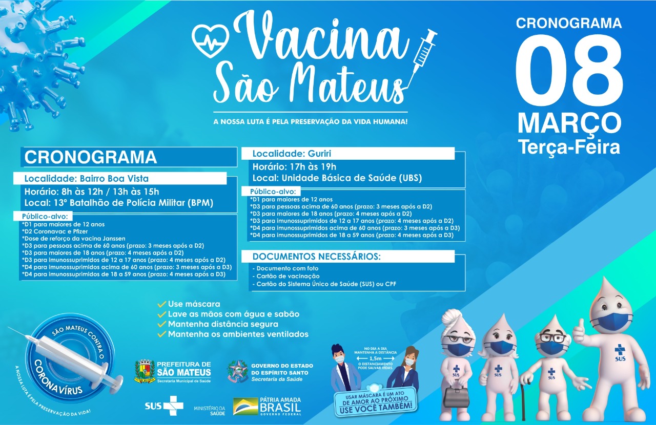 NESTA TERÇA-FEIRA (08) TEM VACINAÇÃO CONTRA COVID EM GURIRI E NO BAIRRO BOA VISTA