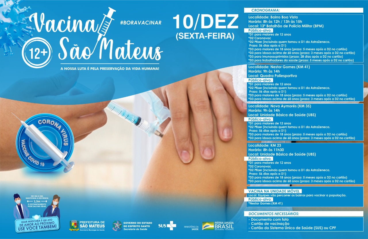 VACINAÇÃO CONTRA COVID-19 E INFLUENZA SEGUE NESTA SEXTA-FEIRA (10) NO BAIRRO BOA VISTA E NA ZONA RURAL