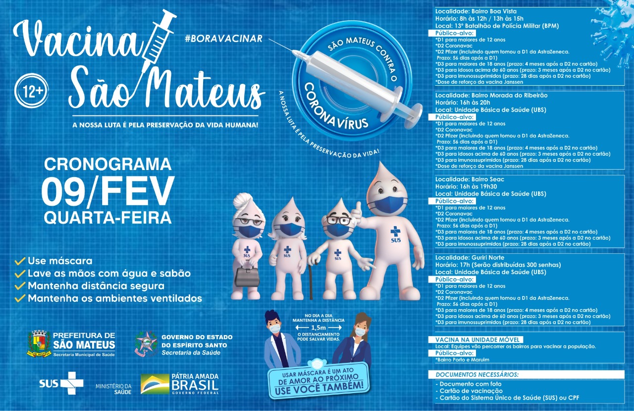 NESTA QUARTA-FEIRA (09) TEM VACINAÇÃO CONTRA COVID EM HORÁRIO ESTENDIDO NOS BAIRROS SEAC, MORADA DO RIBEIRÃO E GURIRI NORTE