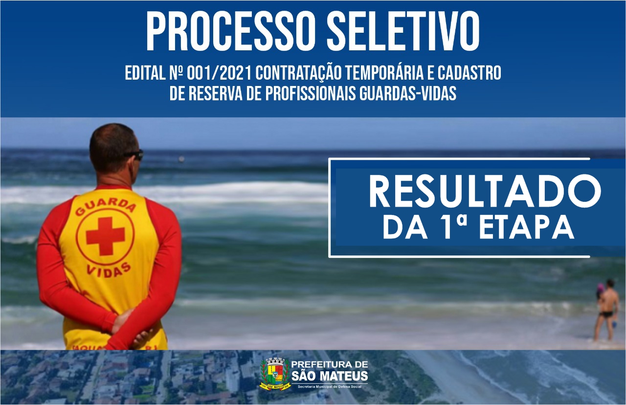 RESULTADO DA PRIMEIRA ETAPA PARA A CONTRATAÇÃO E CADASTRO DE RESERVA DE GUARDA-VIDAS
