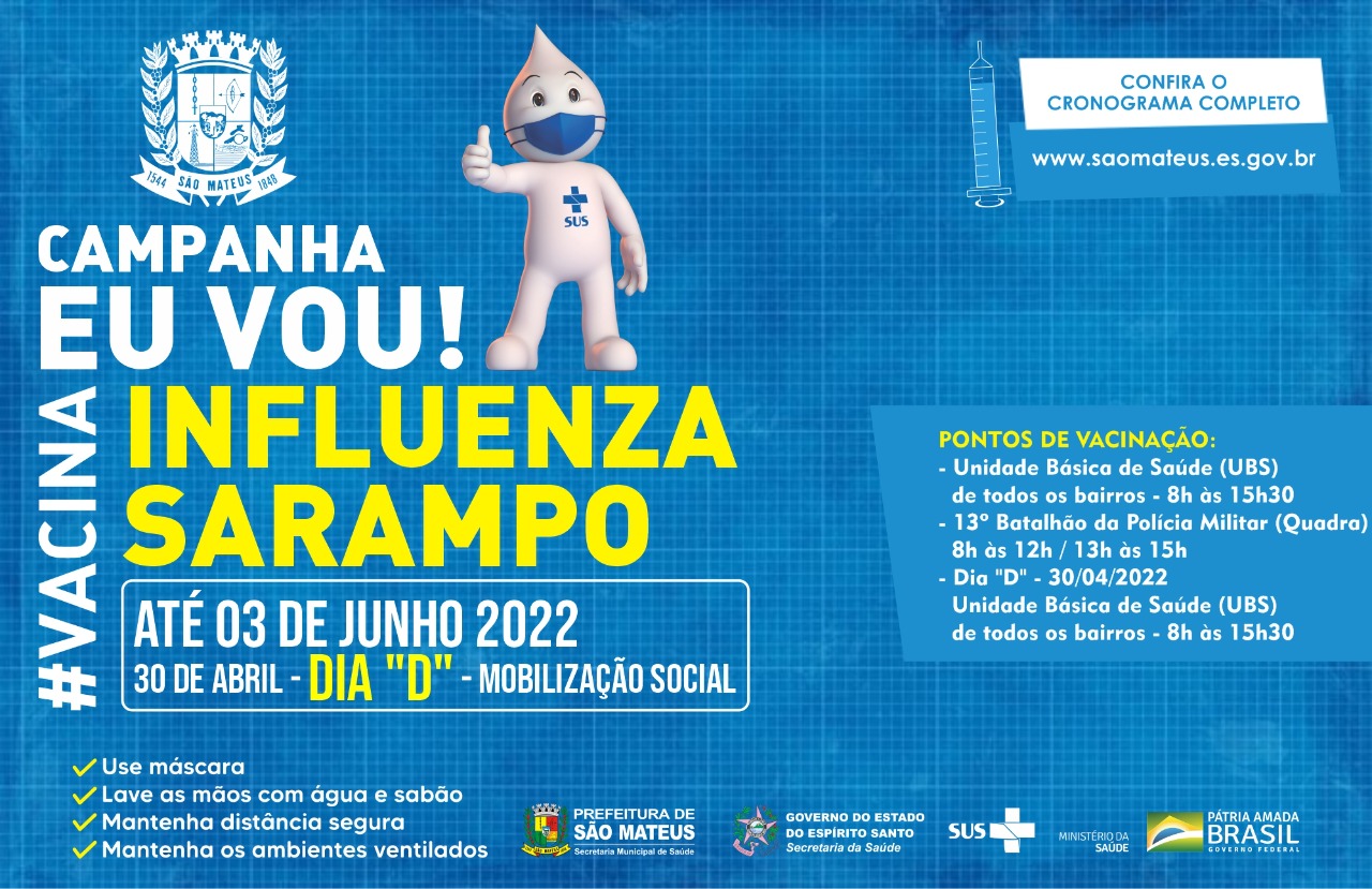 CAMPANHA DE VACINAÇÃO CONTRA A INFLUENZA E SARAMPO A TODO VAPOR NOS POSTOS DE SAÚDE E NO BATALHÃO DA PM