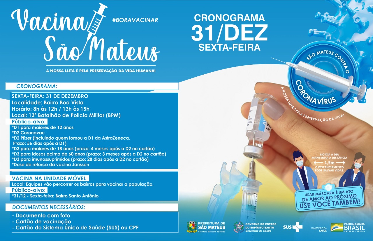 NESTA SEXTA-FEIRA TEM VACINAÇÃO CONTRA COVID NOS BAIRROS BOA VISTA E SANTO ANTÔNIO