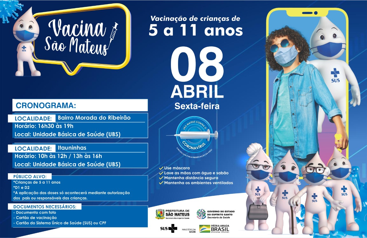 VACINAÇÃO INFANTIL SEGUE NESTA SEXTA-FEIRA (08) EM UNIDADES DE SAÚDE DE SÃO MATEUS