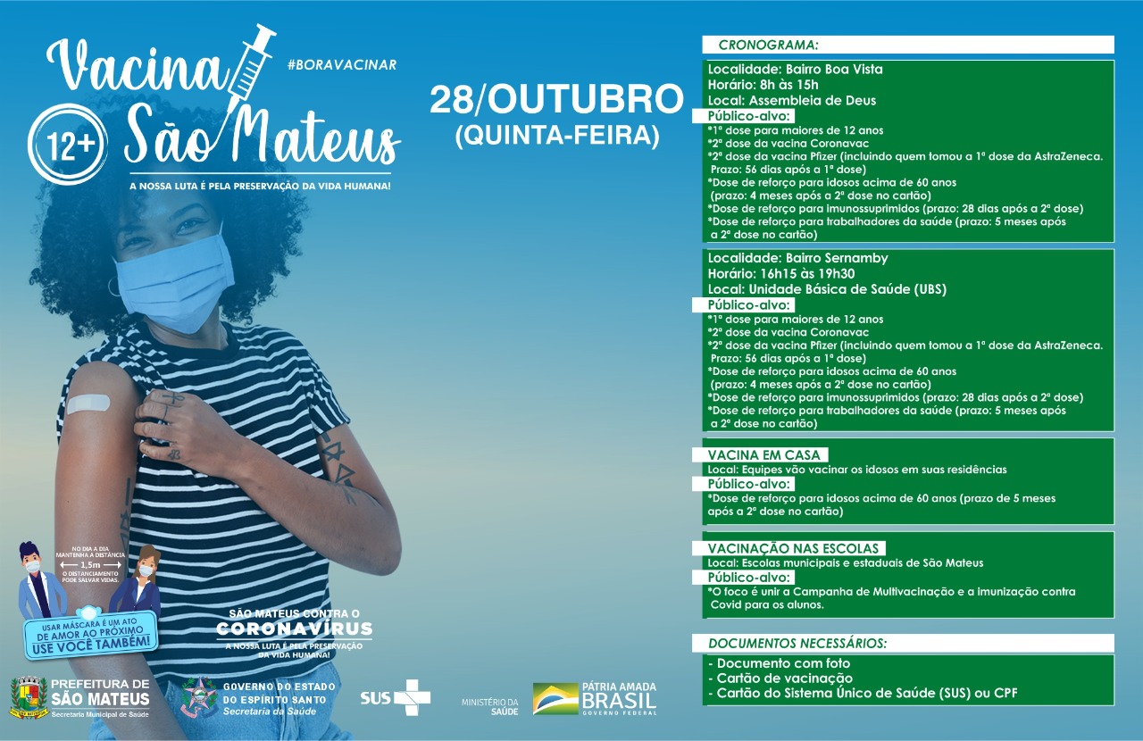 VACINAÇÃO CONTRA COVID SEGUE NESTA QUINTA-FEIRA (28) NOS BAIRROS BOA VISTA E SERNAMBY. EQUIPES TAMBÉM VÃO DISPONIBILIZAR VACINA DA GRIPE