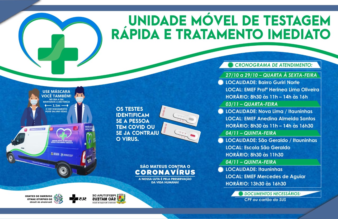 SÃO MATEUS CONTRA COVID: UNIDADE MÓVEL FAZ TESTAGEM NAS ESCOLAS DA ZONA RURAL