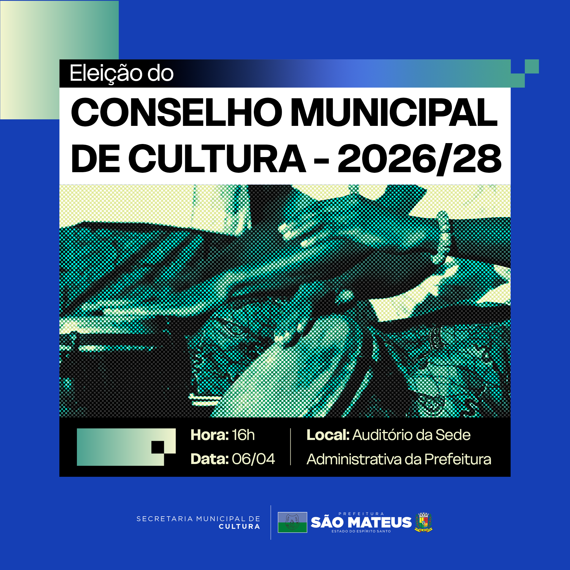 SECRETARIA MUNICIPAL DE CULTURA CONVOCA ARTISTAS PARA ELEIÇÃO DO CONSELHO MUNICIPAL DE CULTURA (2026–2028)