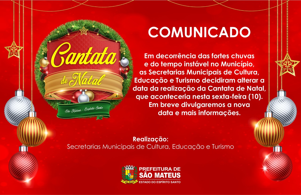 COMUNICADO: CANTATA DE NATAL É ADIADA