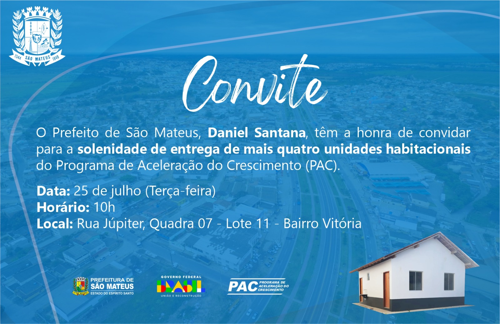 CONVITE - SOLENIDADE DE ENTREGA DE MAIS QUATRO UNIDADES HABITACIONAIS