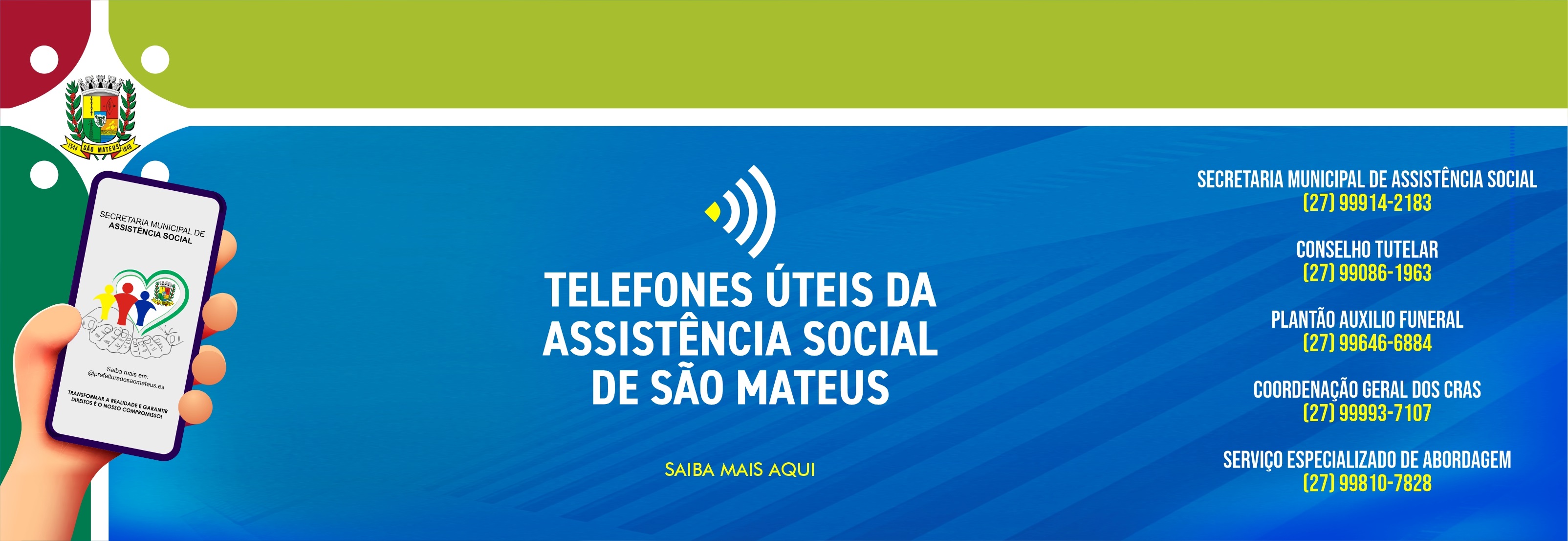 TELEFONES ÚTEIS DA ASSISTÊNCIA SOCIAL DE SÃO MATEUS