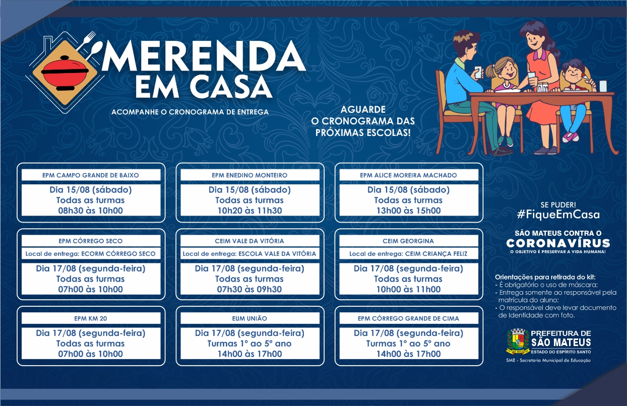 DÉCIMO QUINTO CRONOGRAMA: PREFEITURA DE SÃO MATEUS INICIA NOVA ETAPA DE ENTREGA DA CESTA MERENDA EM CASA