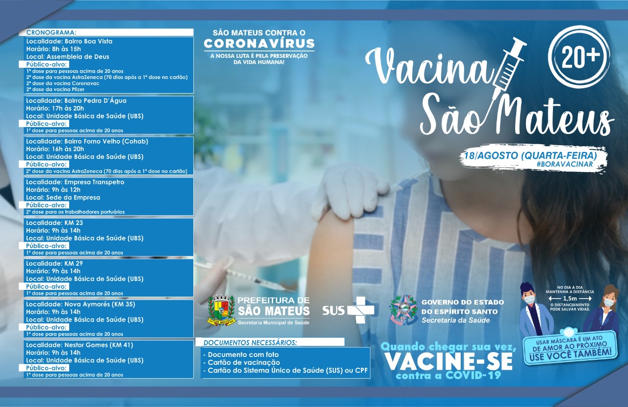SÃO MATEUS CONTRA COVID: CHEGOU A VEZ DO PÚBLICO 20+