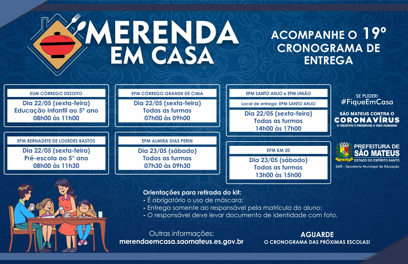 DÉCIMO NONO CRONOGRAMA DE ATENDIMENTO: PROGRAMA MERENDA EM CASA