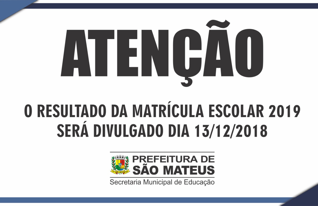 Resultado da matrícula escolar será  nesta quinta-feira (13)