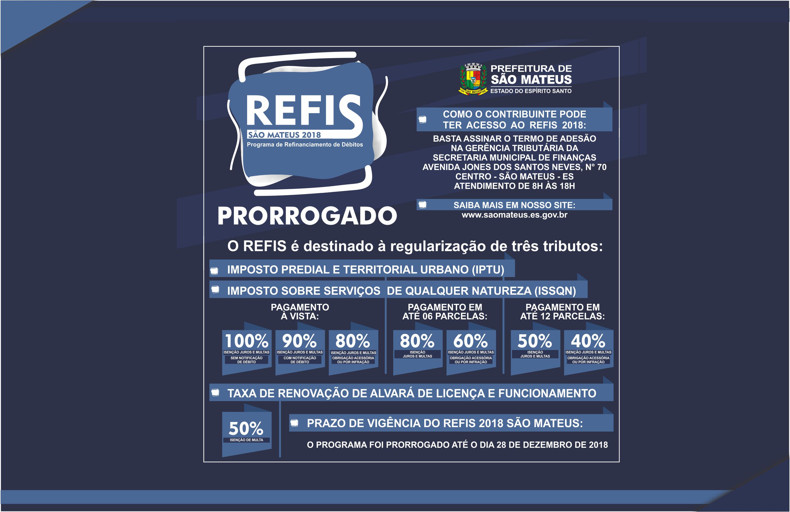 REFIS 2018 Prorrogado por mais 45 dias (Até o dia 28 de Dezembro)