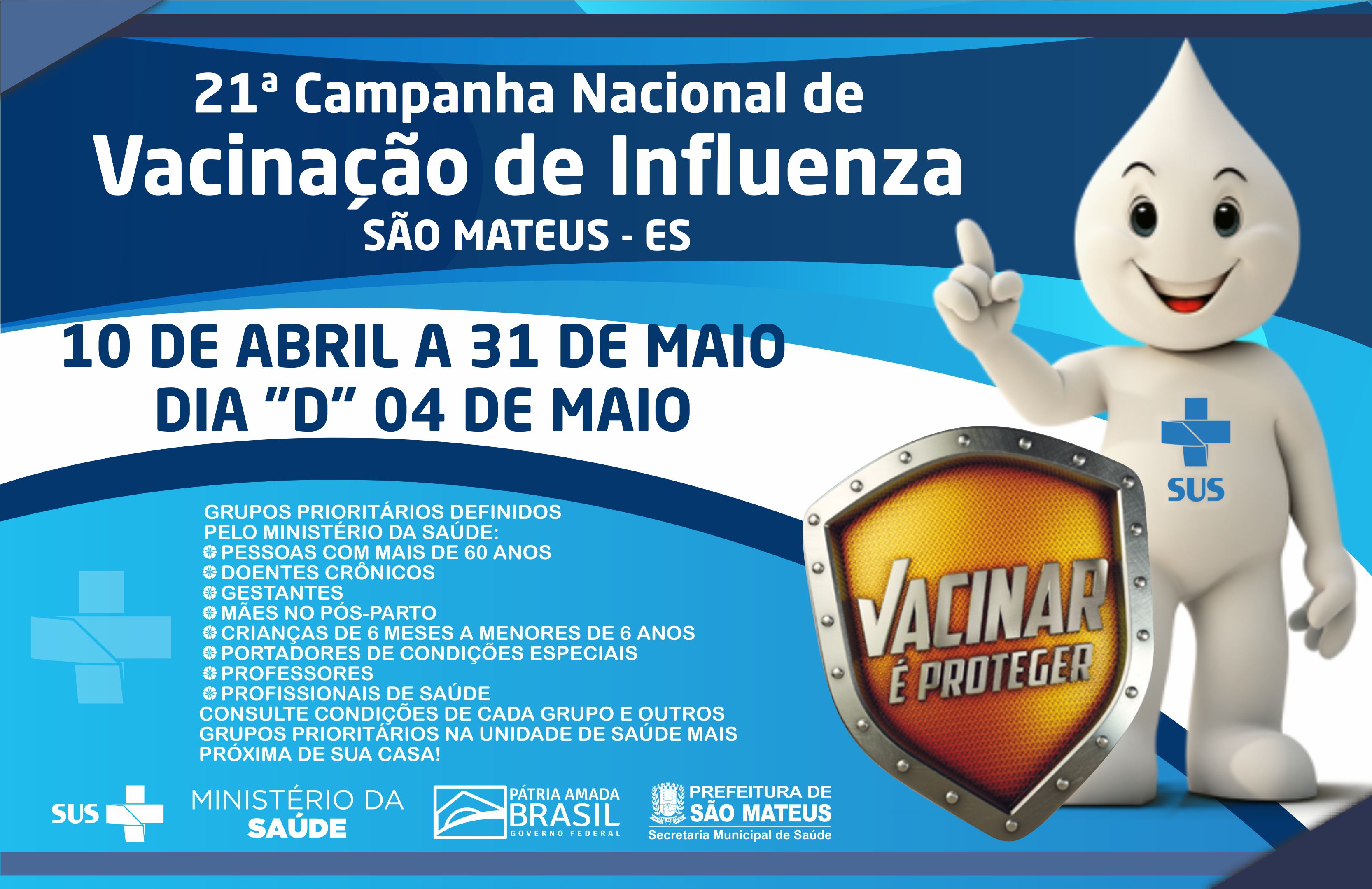 CAMPANHA NACIONAL DE VACINAÇÃO CONTRA A INFLUENZA (10 DE ABRIL A 31 DE MAIO)