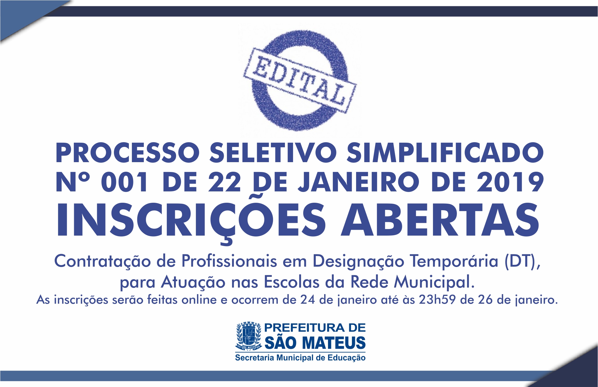 Prefeitura de São Mateus da Início as Inscrições para Processo Seletivo