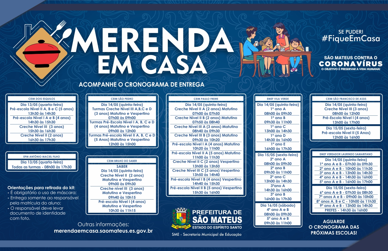 TERCEIRO CRONOGRAMA DE ATENDIMENTO: PROGRAMA MERENDA EM CASA