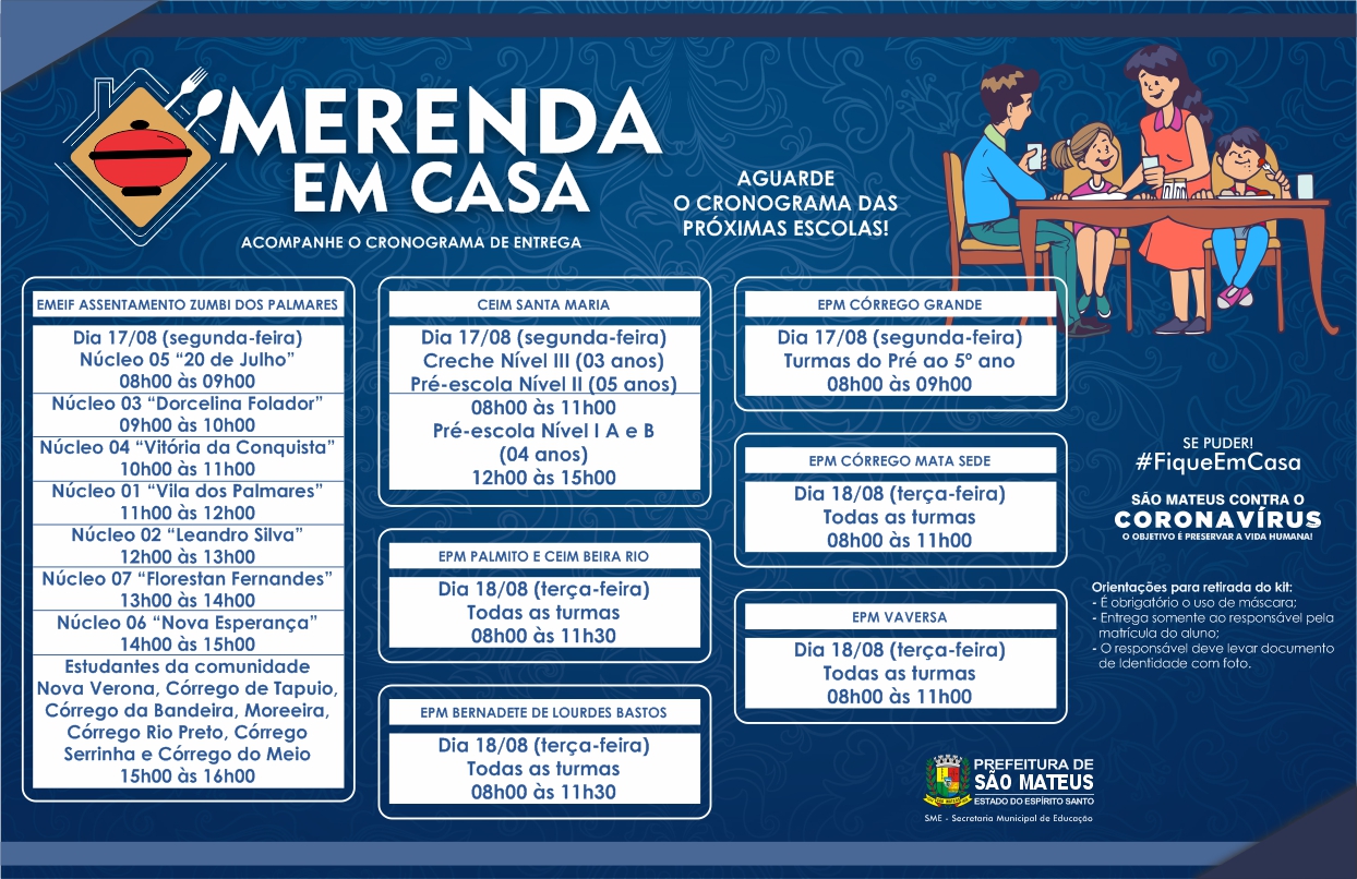 DÉCIMO SEXTO CRONOGRAMA: PREFEITURA DE SÃO MATEUS INICIA NOVA ETAPA DE ENTREGA DA CESTA MERENDA EM CASA