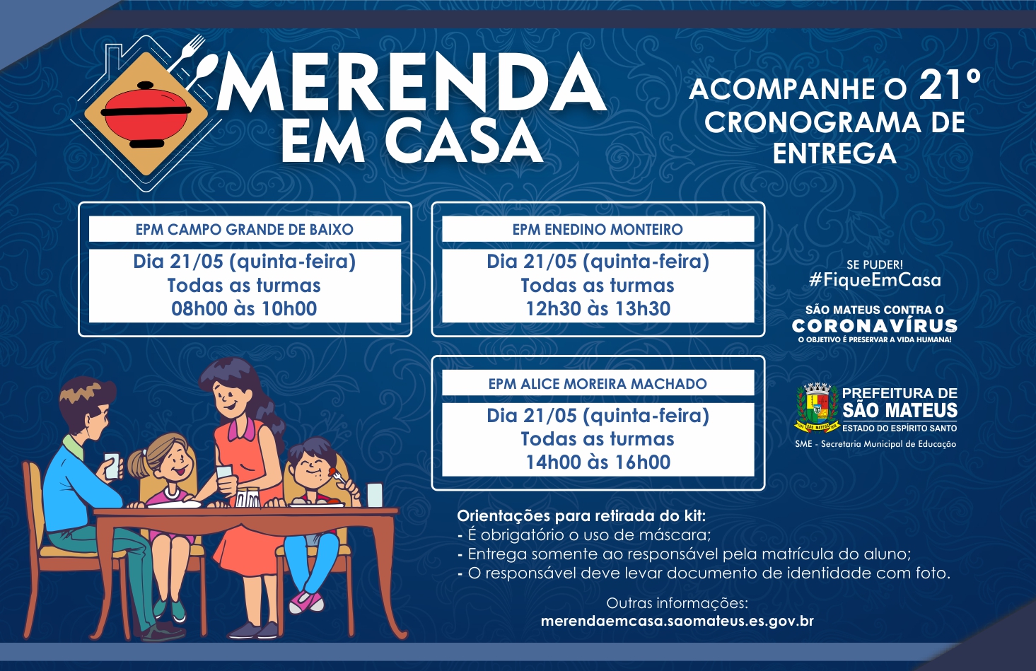 VIGÉSIMO PRIMEIRO CRONOGRAMA DE ATENDIMENTO: PROGRAMA MERENDA EM CASA