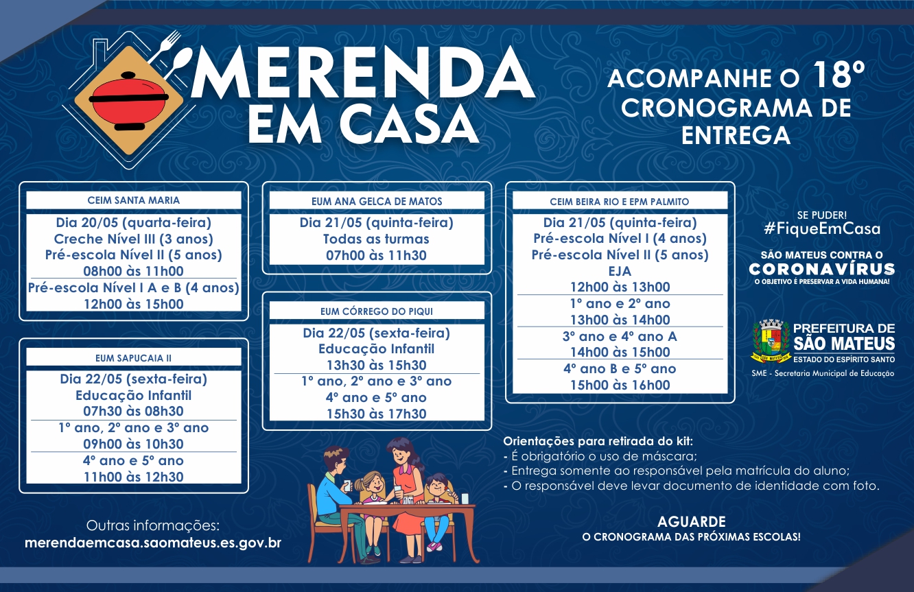 DÉCIMO OITAVO CRONOGRAMA DE ATENDIMENTO: PROGRAMA MERENDA EM CASA