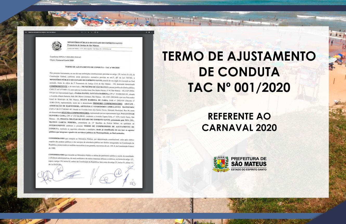 PREFEITURA DE SÃO MATEUS ASSINA TERMO DE AJUSTAMENTO DE CONDUTA