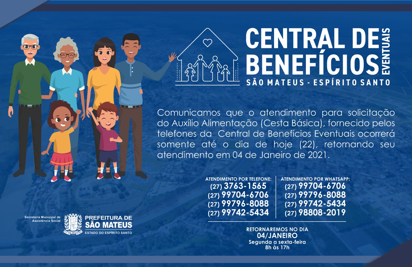 COMUNICADO: CENTRAL DE BENEFÍCIOS EVENTUAIS