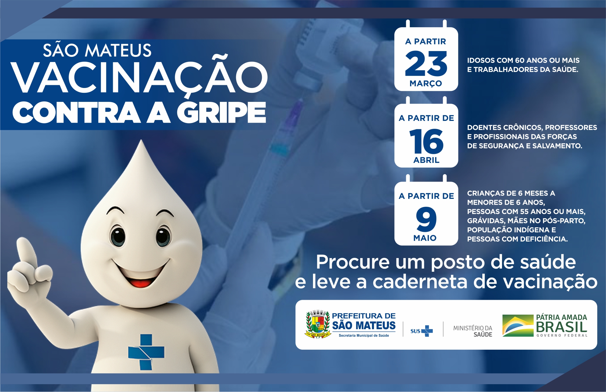 CAMPANHA DE VACINAÇÃO CONTRA A GRIPE COMEÇA NESTA SEGUNDA-FEIRA