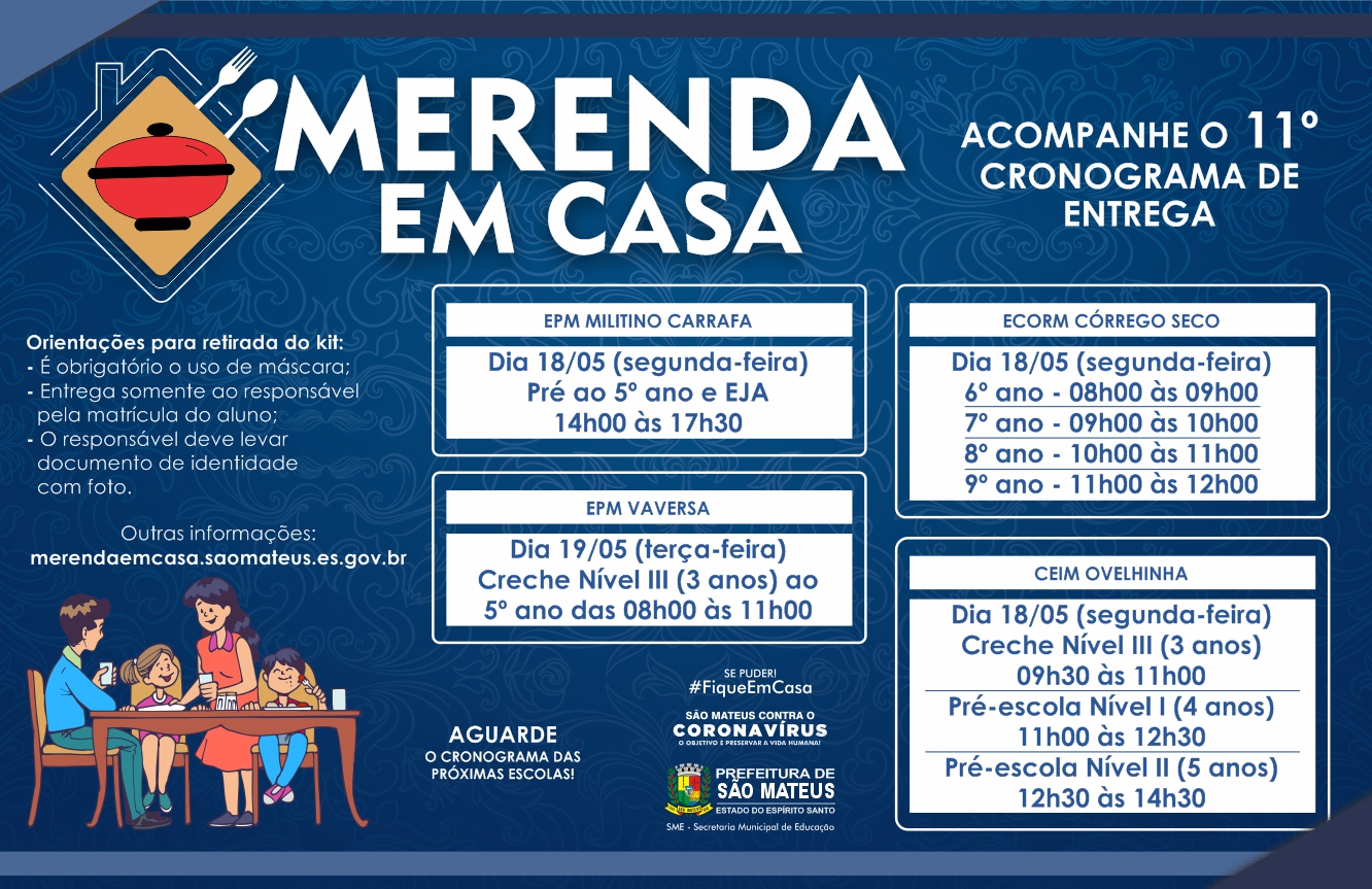 DÉCIMO PRIMEIRO CRONOGRAMA DE ATENDIMENTO: PROGRAMA MERENDA EM CASA