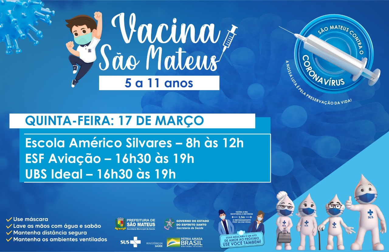 SÃO MATEUS CONTRA COVID! VACINAÇÃO INFANTIL SEGUE NESTA QUINTA-FEIRA (17)