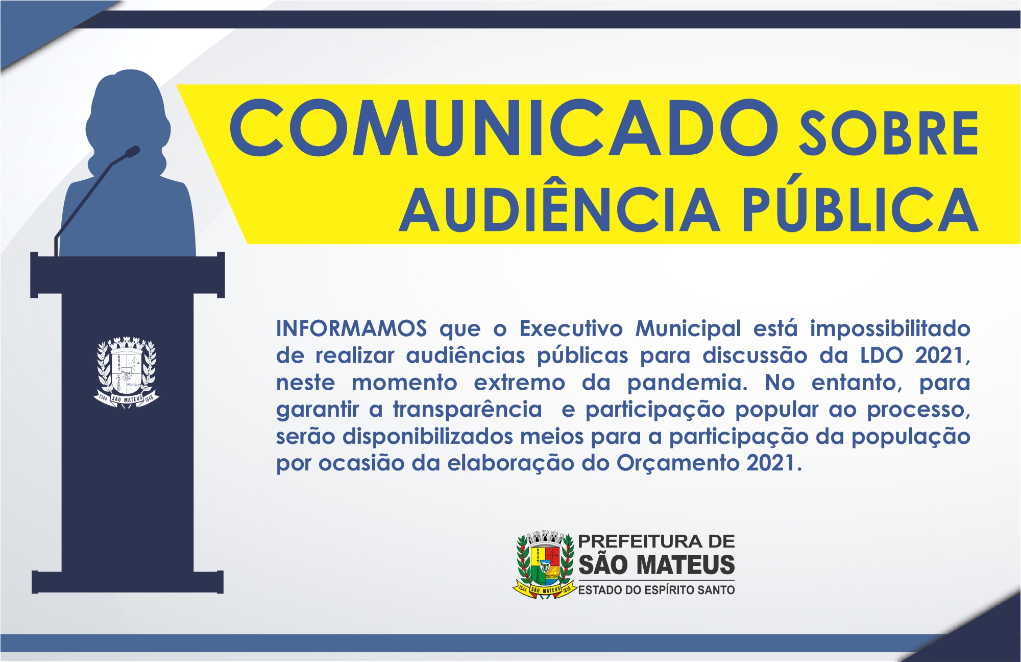 INFORMATIVO À POPULAÇÃO: COMUNICADO SOBRE AUDIÊNCIA PÚBLICA