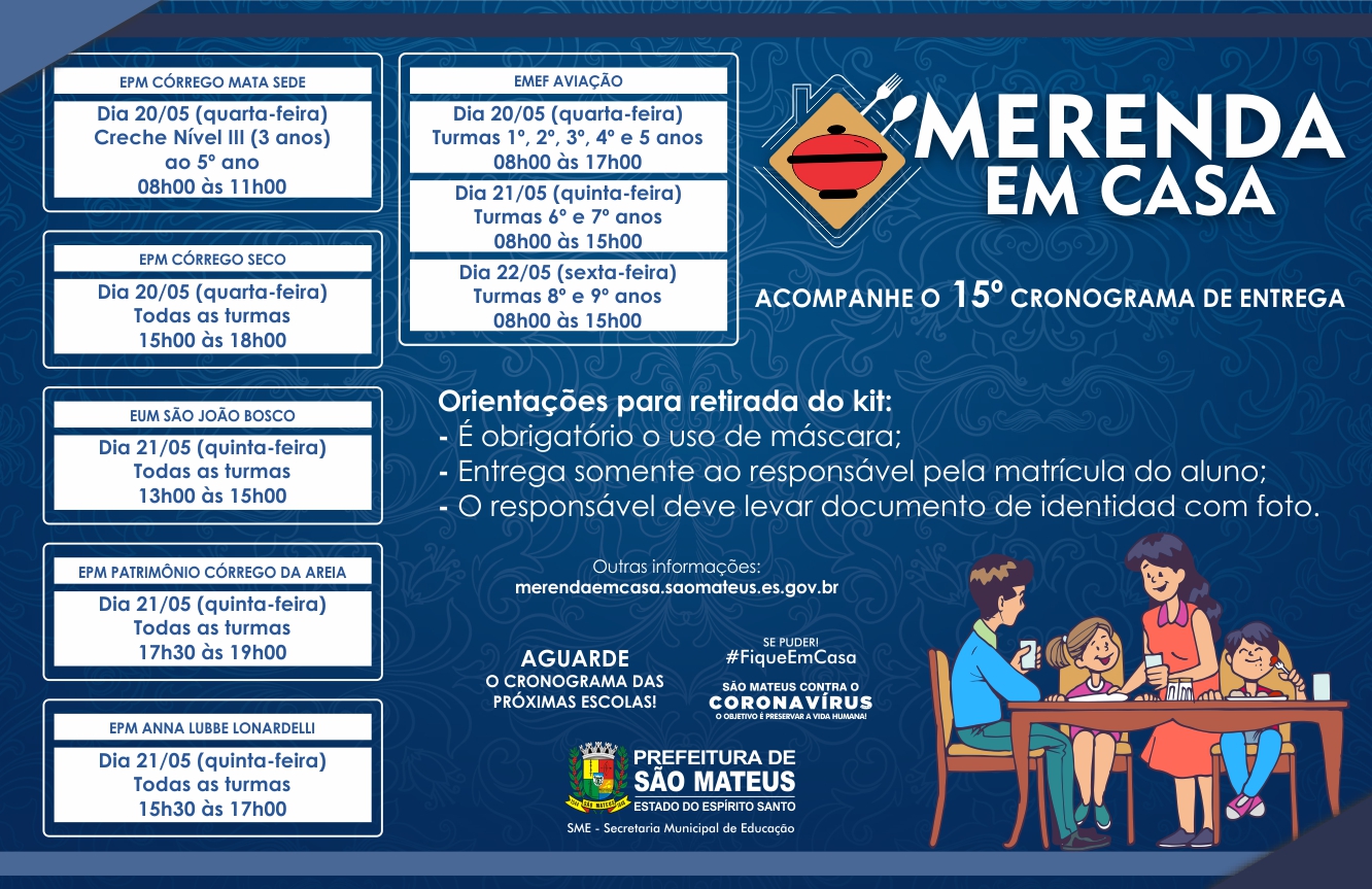 DÉCIMO QUINTO CRONOGRAMA DE ATENDIMENTO: PROGRAMA MERENDA EM CASA