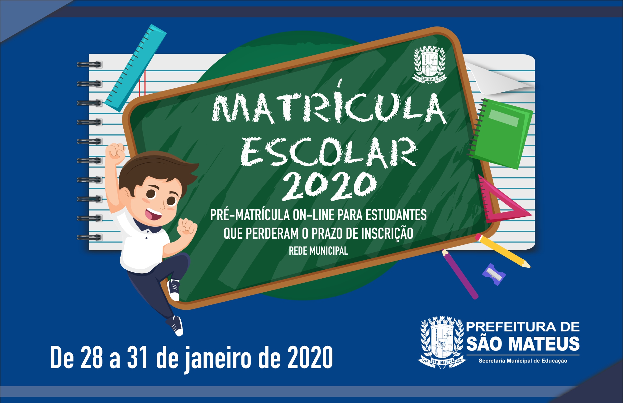 SECRETARIA MUNICIPAL DE EDUCAÇÃO ABRE PRÉ-MATRÍCULA PARA OS ESTUDANTES QUE PERDERAM O PRAZO