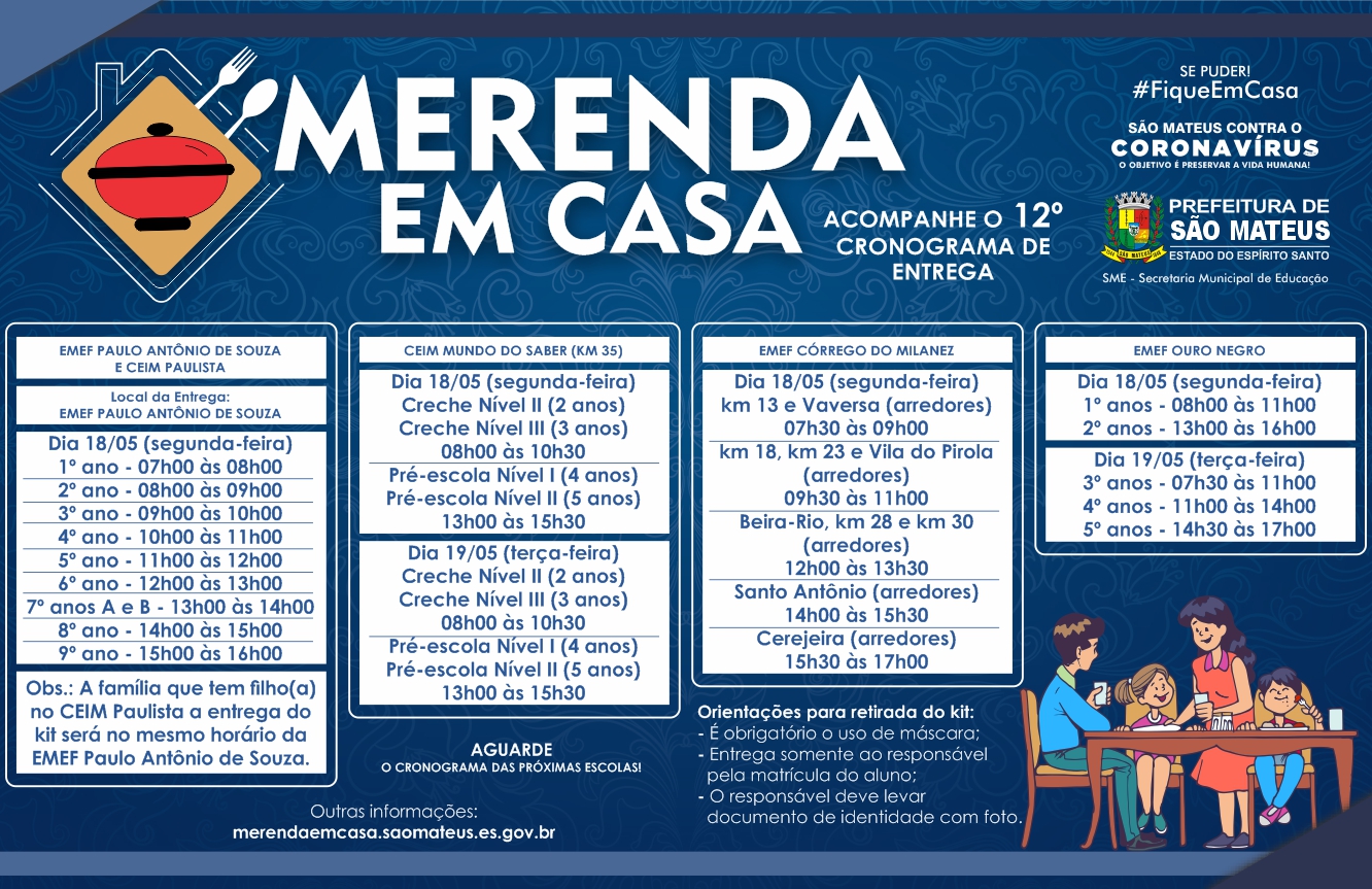 DÉCIMO SEGUNDO CRONOGRAMA DE ATENDIMENTO: PROGRAMA MERENDA EM CASA
