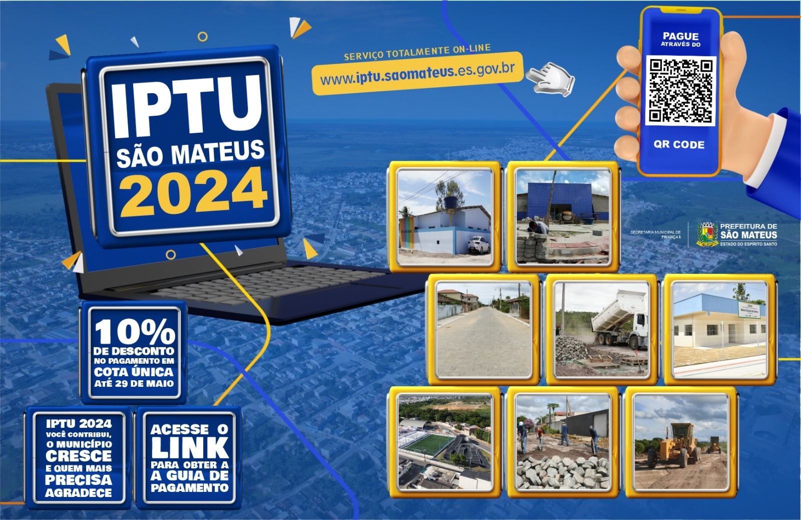 IPTU 2024 SÃO MATEUS: PRAZO PARA PAGAMENTO EM COTA ÚNICA COM DESCONTO DE 10% VAI ATÉ DIA 29 DESTE MÊS