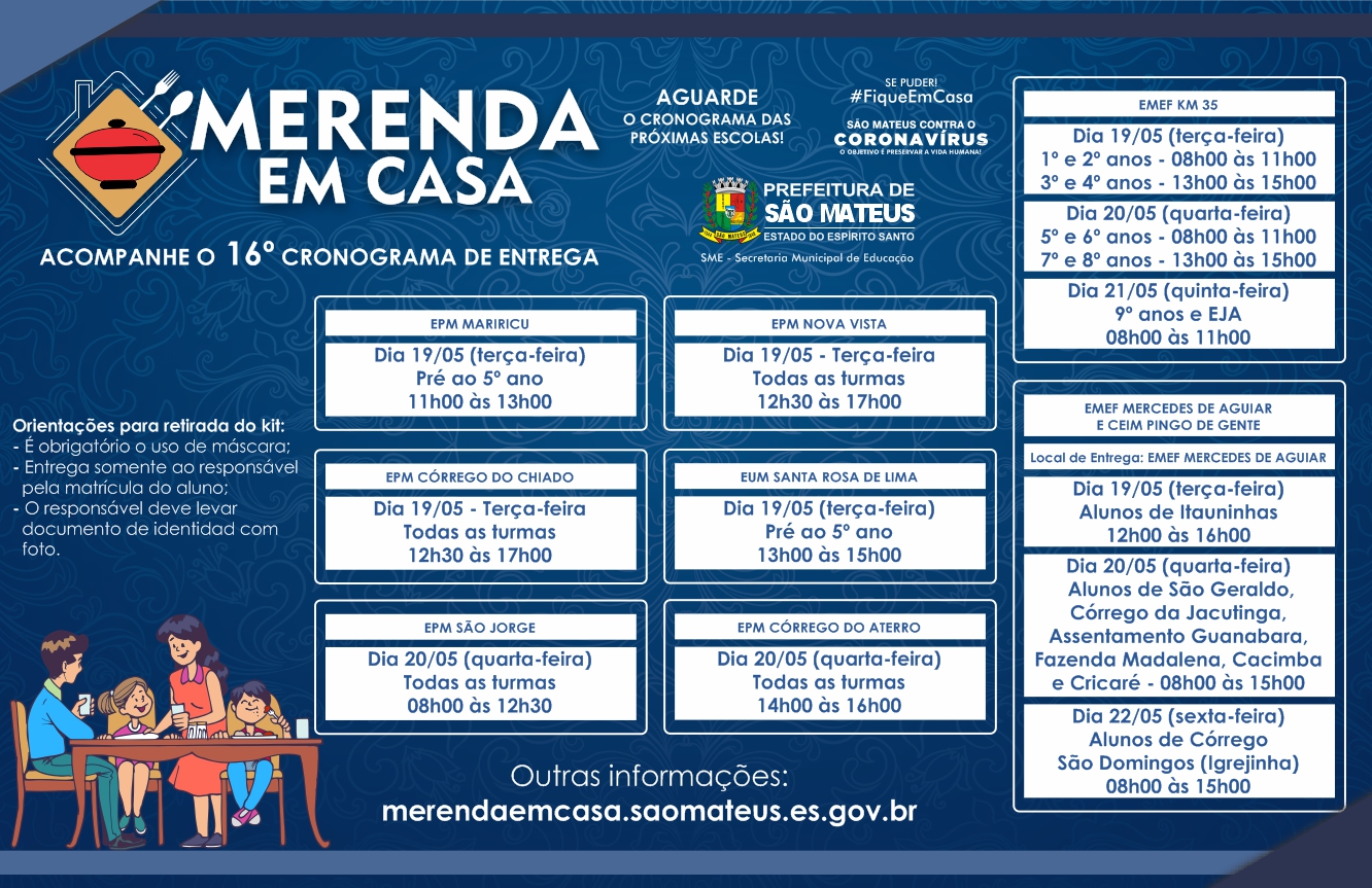DÉCIMO SEXTO CRONOGRAMA DE ATENDIMENTO: PROGRAMA MERENDA EM CASA