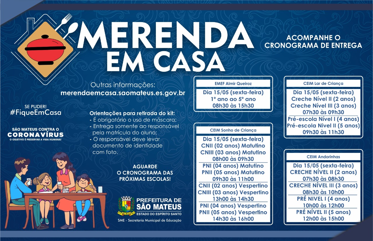 SEXTO CRONOGRAMA DE ATENDIMENTO: PROGRAMA MERENDA EM CASA