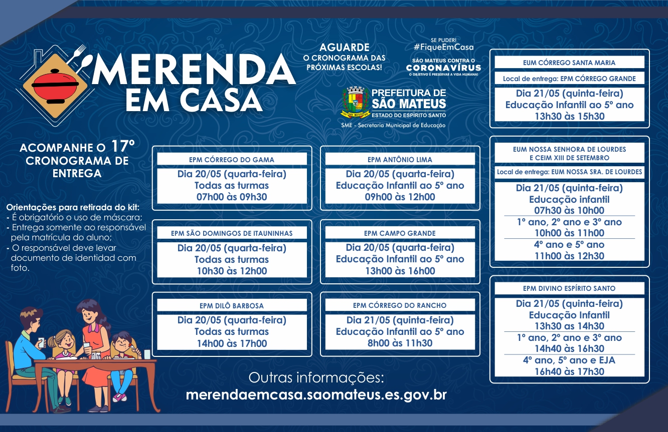 DÉCIMO SÉTIMO CRONOGRAMA DE ATENDIMENTO: PROGRAMA MERENDA EM CASA