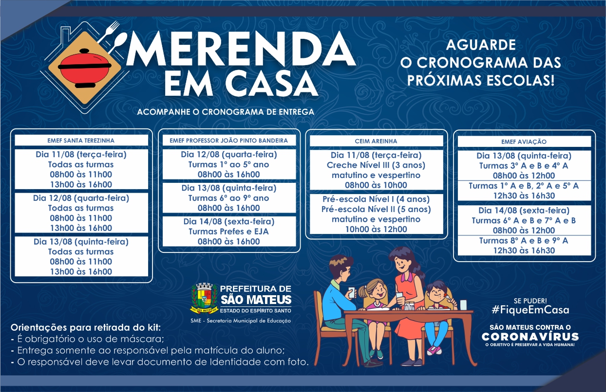 OITAVO CRONOGRAMA: PREFEITURA DE SÃO MATEUS INICIA NOVA ETAPA DE ENTREGA DA CESTA MERENDA EM CASA 