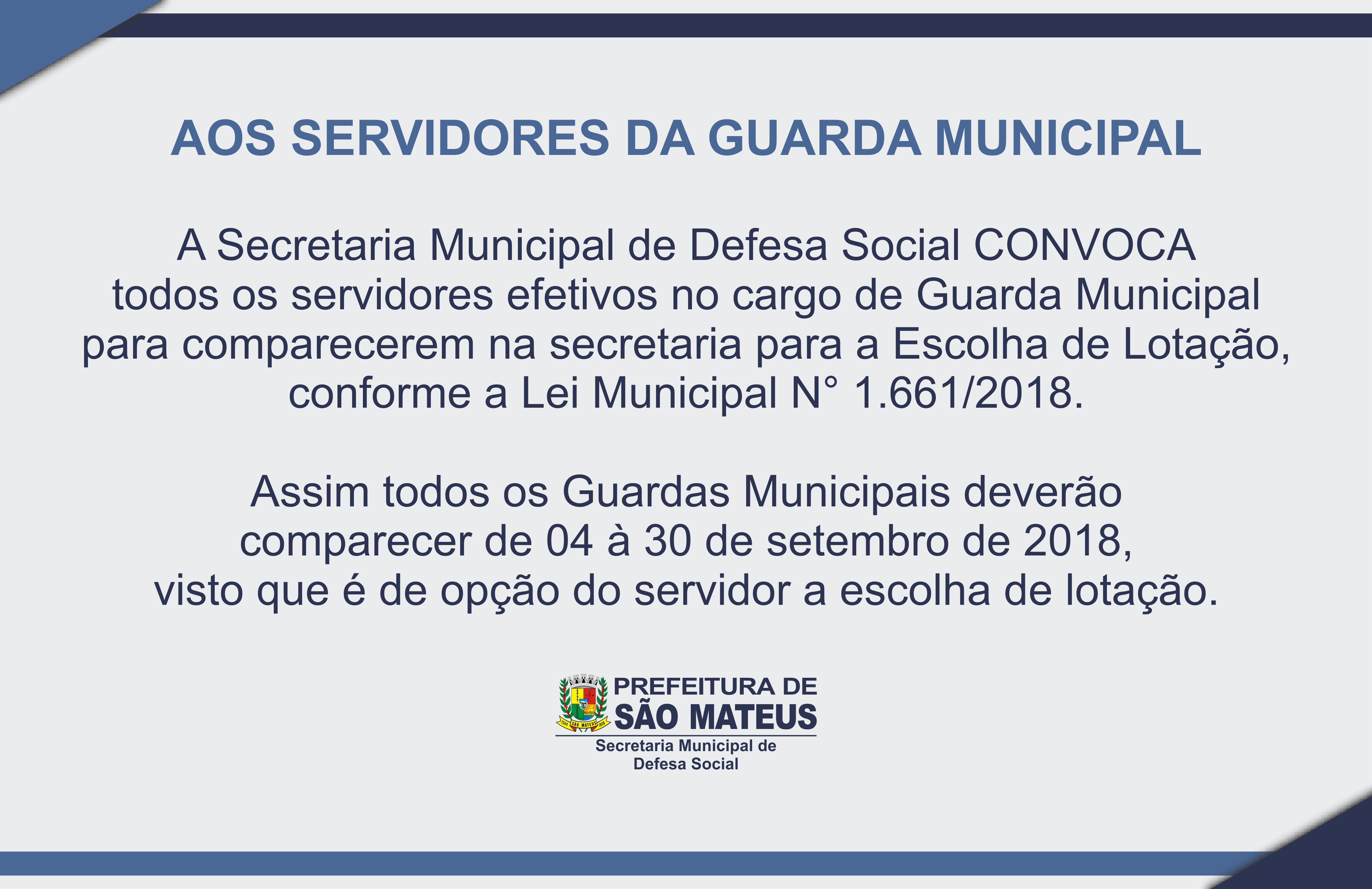 Comunicado aos Servidores da Guarda Municipal