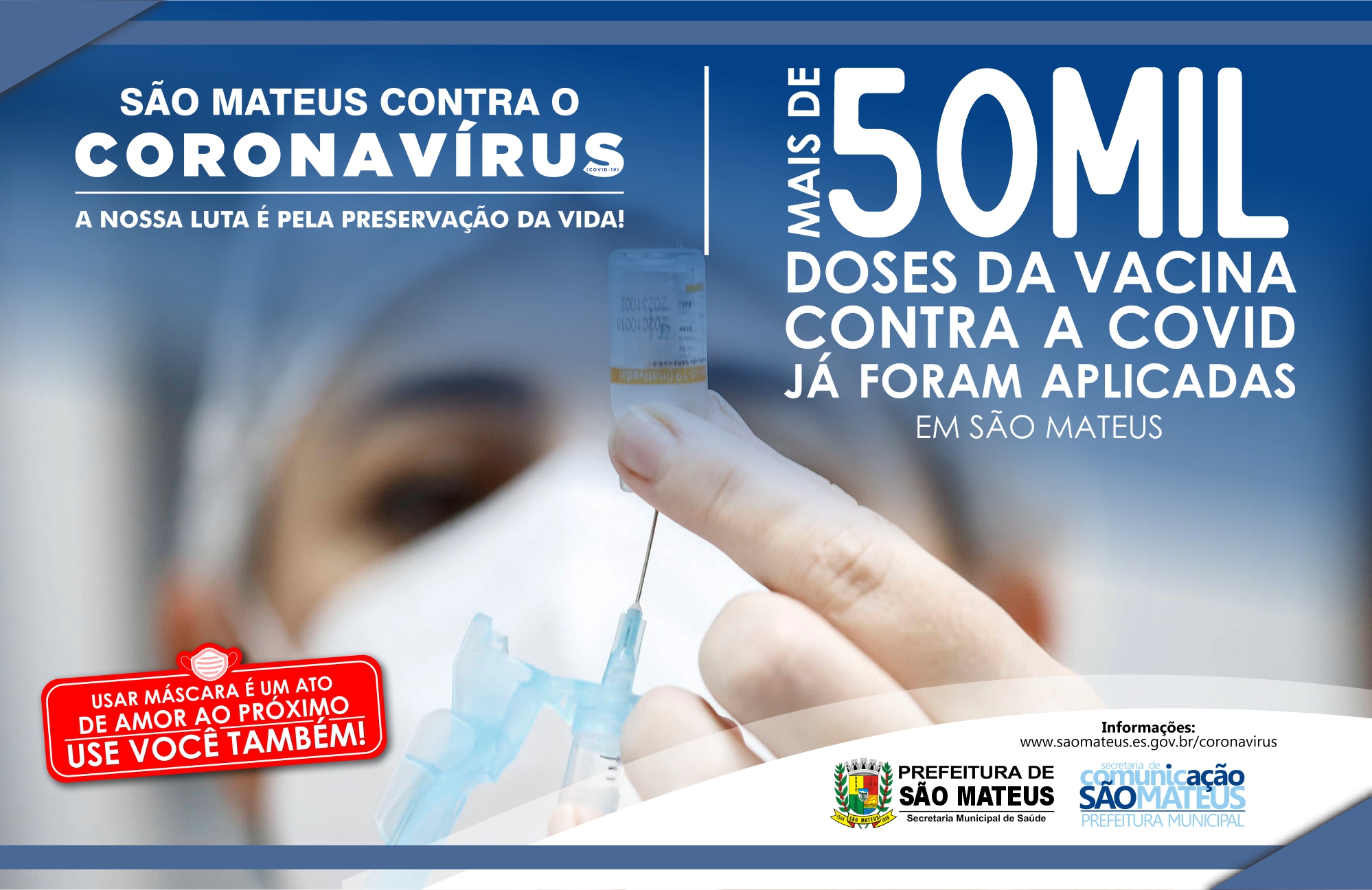 MAIS DE 50.000 DOSES DA VACINA CONTRA A COVID JÁ FORAM APLICADAS EM SÃO MATEUS