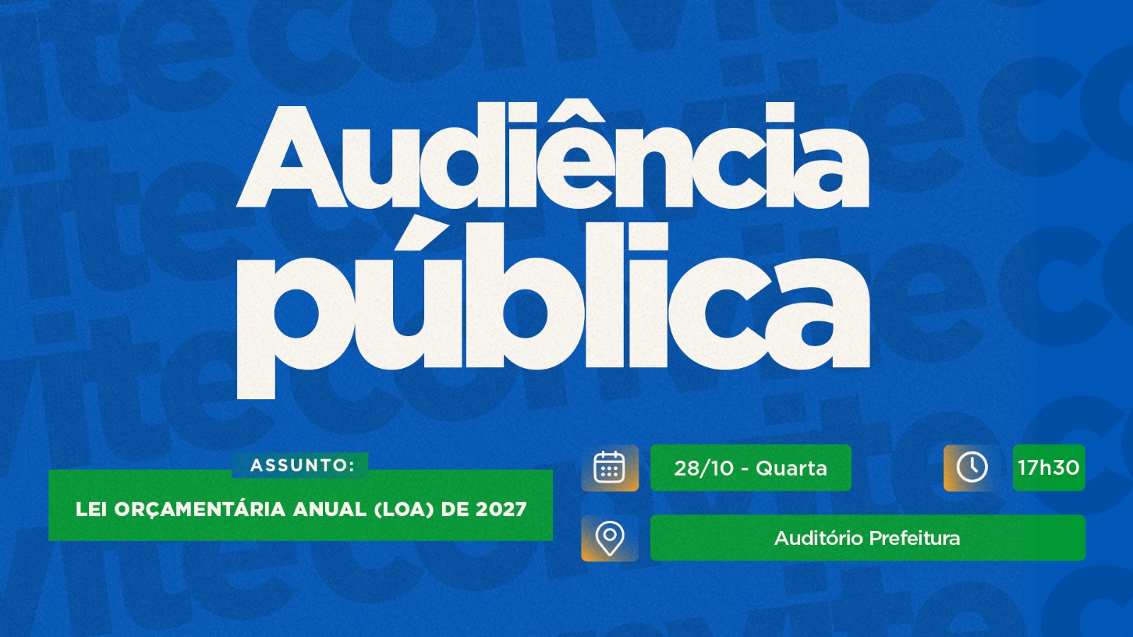PREFEITURA CONVIDA POPULAÇÃO PARA AUDIÊNCIA PÚBLICA DA LOA 2027