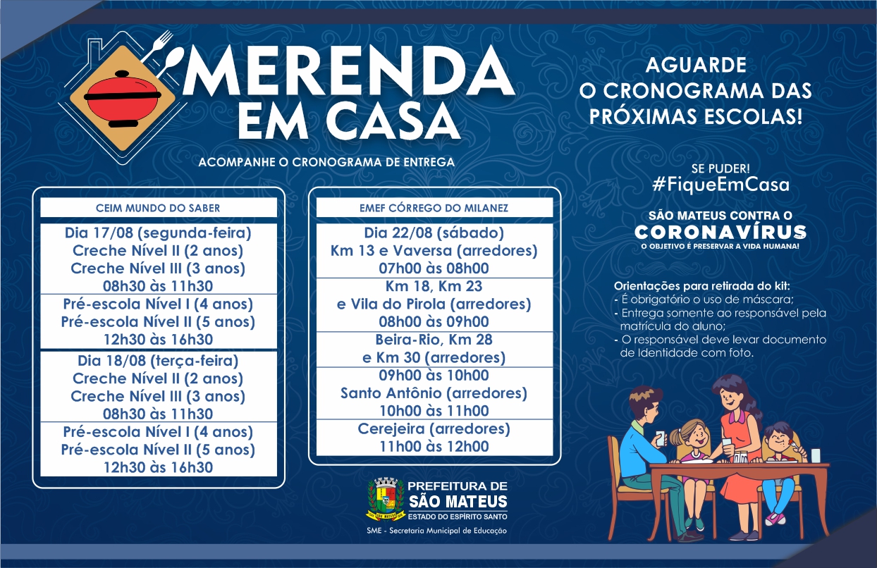 DÉCIMO TERCEIRO CRONOGRAMA: PREFEITURA DE SÃO MATEUS INICIA NOVA ETAPA DE ENTREGA DA CESTA MERENDA EM CASA