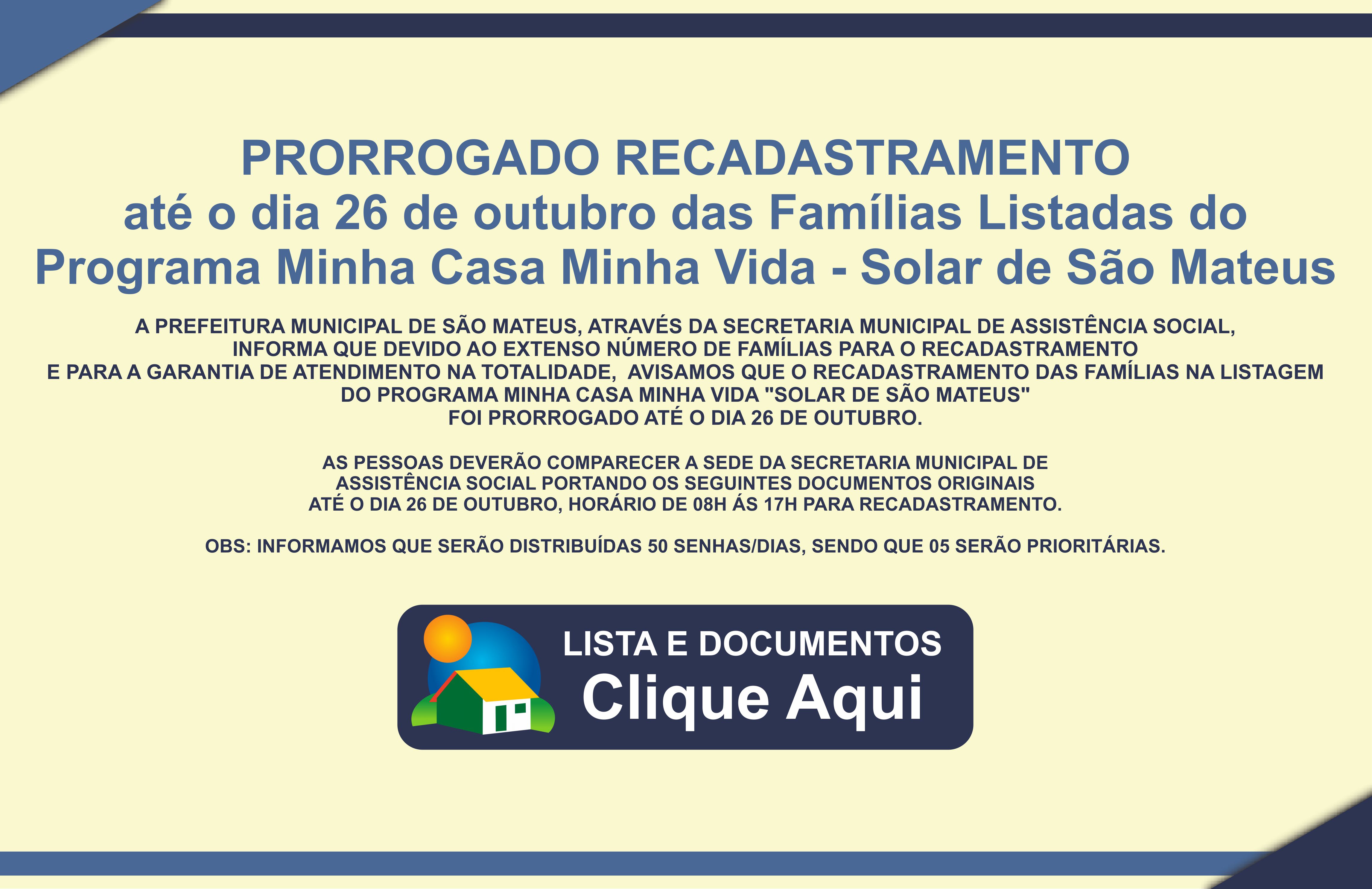 Prorrogado Recadastramento Programa Minha Casa Minha Vida