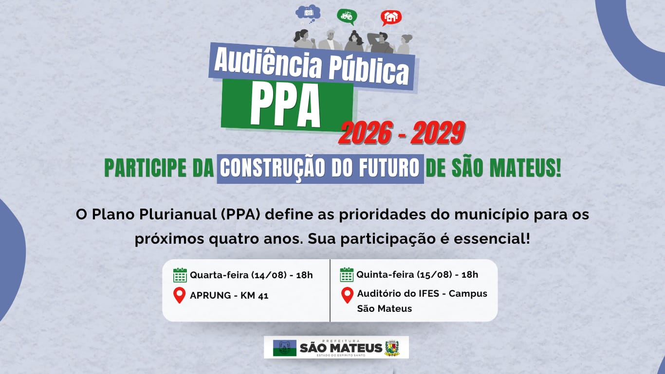 CONVITE PARA AUDIÊNCIAS PÚBLICAS DO PPA 2026-2029