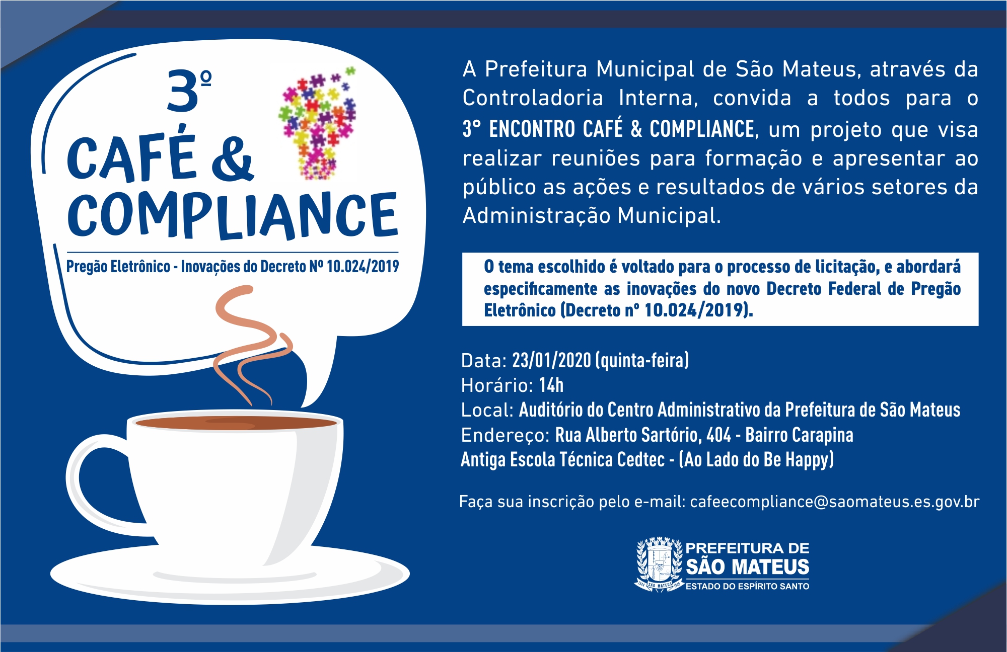 3° CAFÉ & COMPLIANCE TEM COMO TEMA PREGÃO ELETRÔNICO