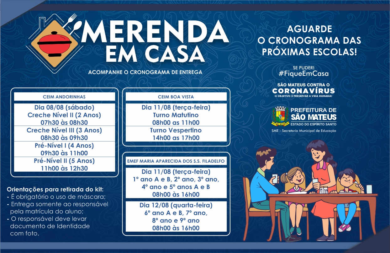 SÉTIMO CRONOGRAMA: PREFEITURA DE SÃO MATEUS INICIA NOVA ETAPA DE ENTREGA DA CESTA MERENDA EM CASA